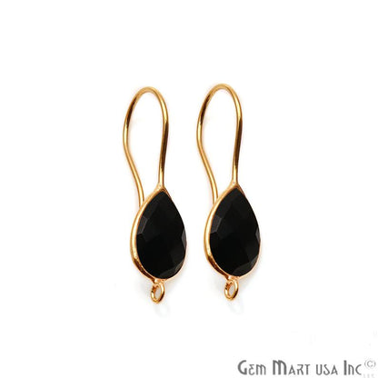 Pear Shape 31x9mm Gemstone Connector Hook Earrings