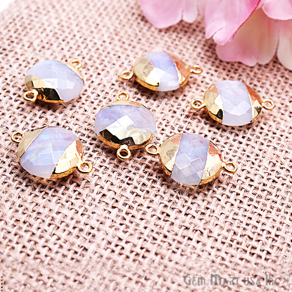 Rainbow 16mm Round Gold Electroplated Double Bail Gemstone Connector - GemMartUSA