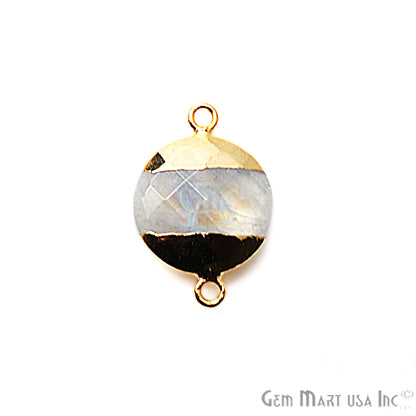 Rainbow 16mm Round Gold Electroplated Double Bail Gemstone Connector - GemMartUSA