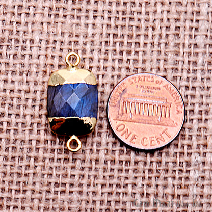Labradorite 12x16mm Octagon Shape Gold Electroplated Gemstone Connector - GemMartUSA