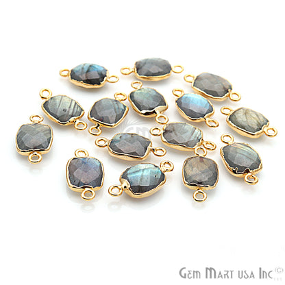 Labradorite 10X12mm Octagon Gold Electroplated Double Bail Gemstone Connector - GemMartUSA