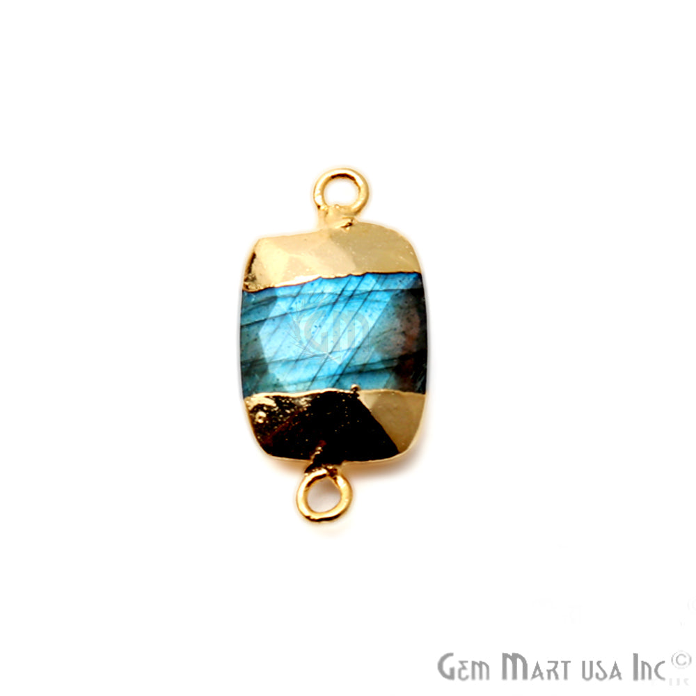 Labradorite 12x16mm Octagon Shape Gold Electroplated Gemstone Connector - GemMartUSA