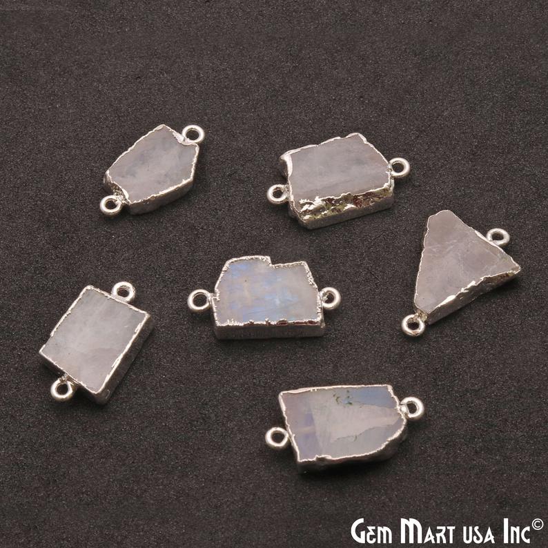 Free Form Shape 23x13mm Silver Electroplated Connectors (Pick Stone)