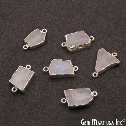Free Form Shape 23x13mm Silver Electroplated Connectors (Pick Stone)