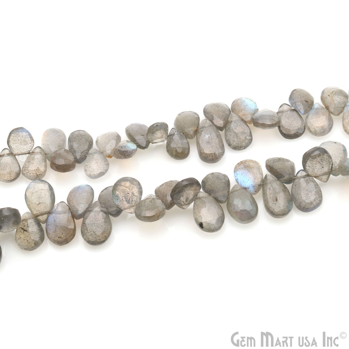 Labradorite Pears Beads, 8 Inch Gemstone Strands, Drilled Strung Briolette Beads, Pears Shape, 10x6mm