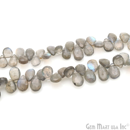 Labradorite Pears Beads, 8 Inch Gemstone Strands, Drilled Strung Briolette Beads, Pears Shape, 10x6mm