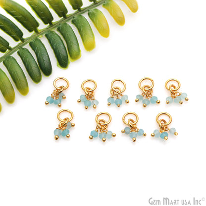 Faceted Gemstone Cluster Beads With Gold Jump Ring 15x6mm