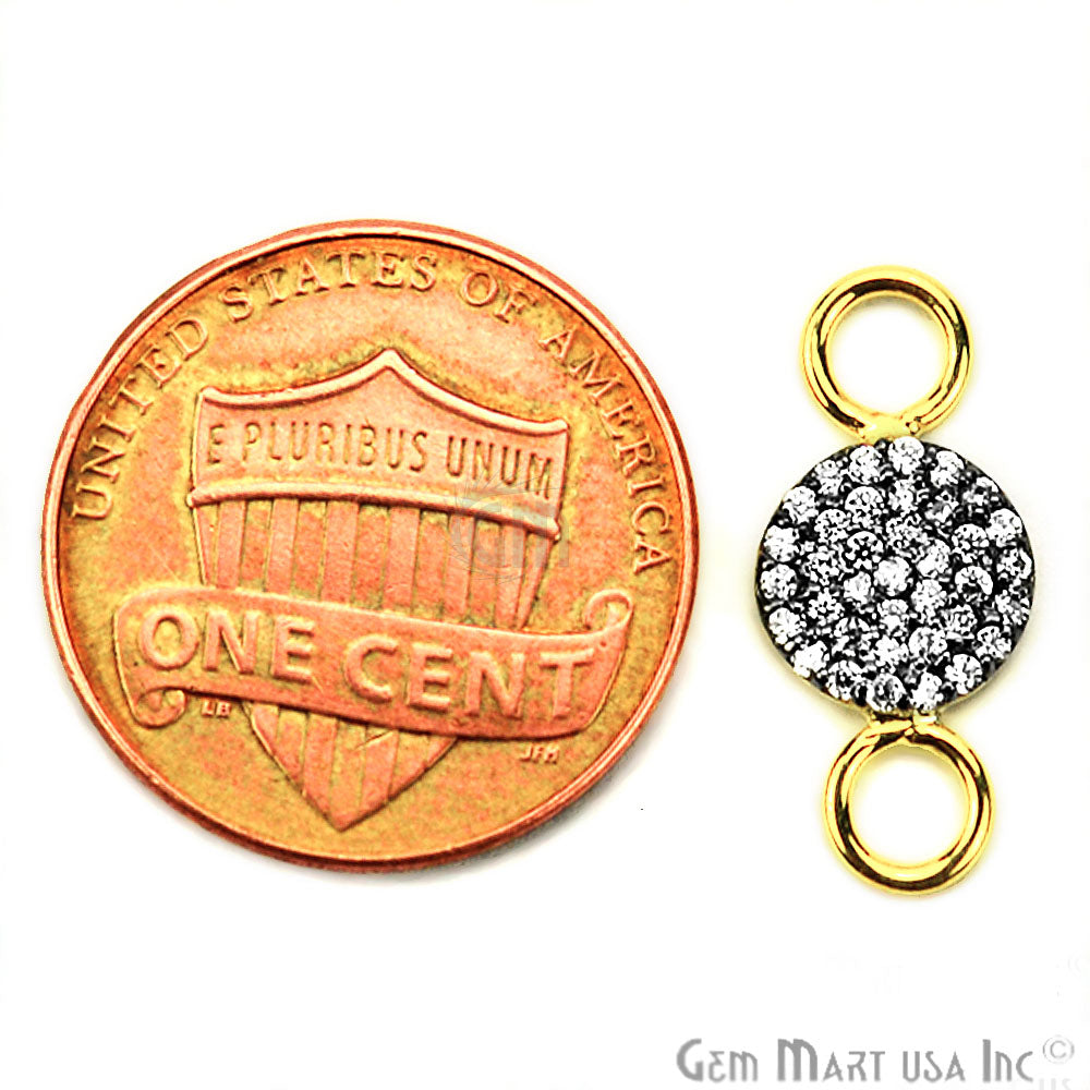 Cubic Zircon Pave 'Round' Gold Vermeil Charm For Bracelet & Pendants - GemMartUSA