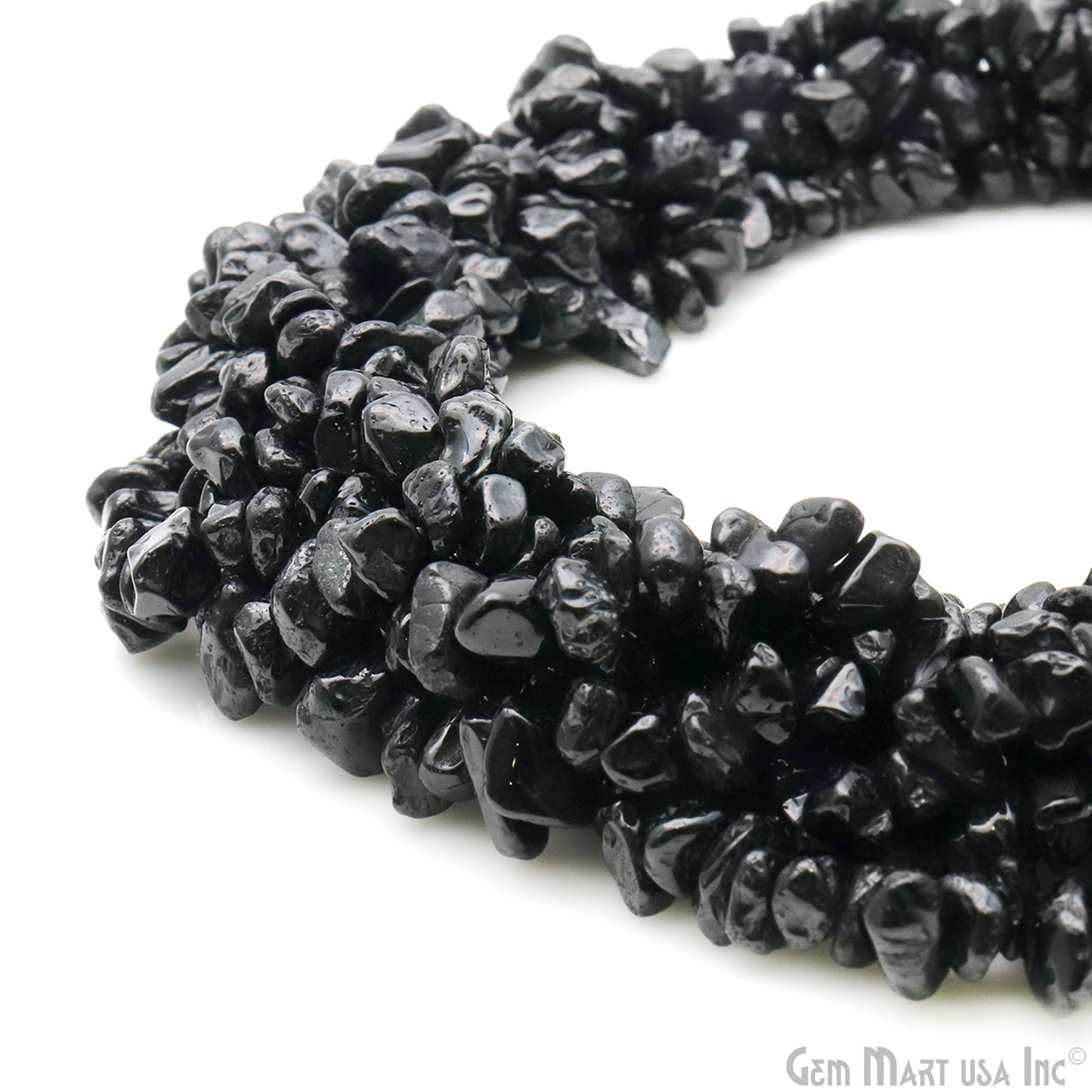 Black Spinel Chip Beads, 34 Inch, Natural Chip Strands, Drilled Strung Nugget Beads, 7-10mm, Polished, GemmartUSA (CHSB-70004)