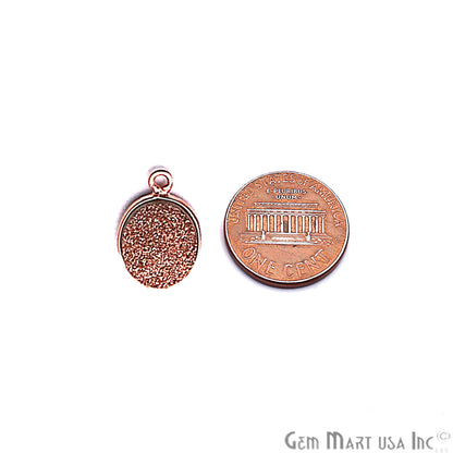 Rose Gold Titanium Druzy 10x12mm Oval Single Bail Rose Gold Bezel Gemstone Connector