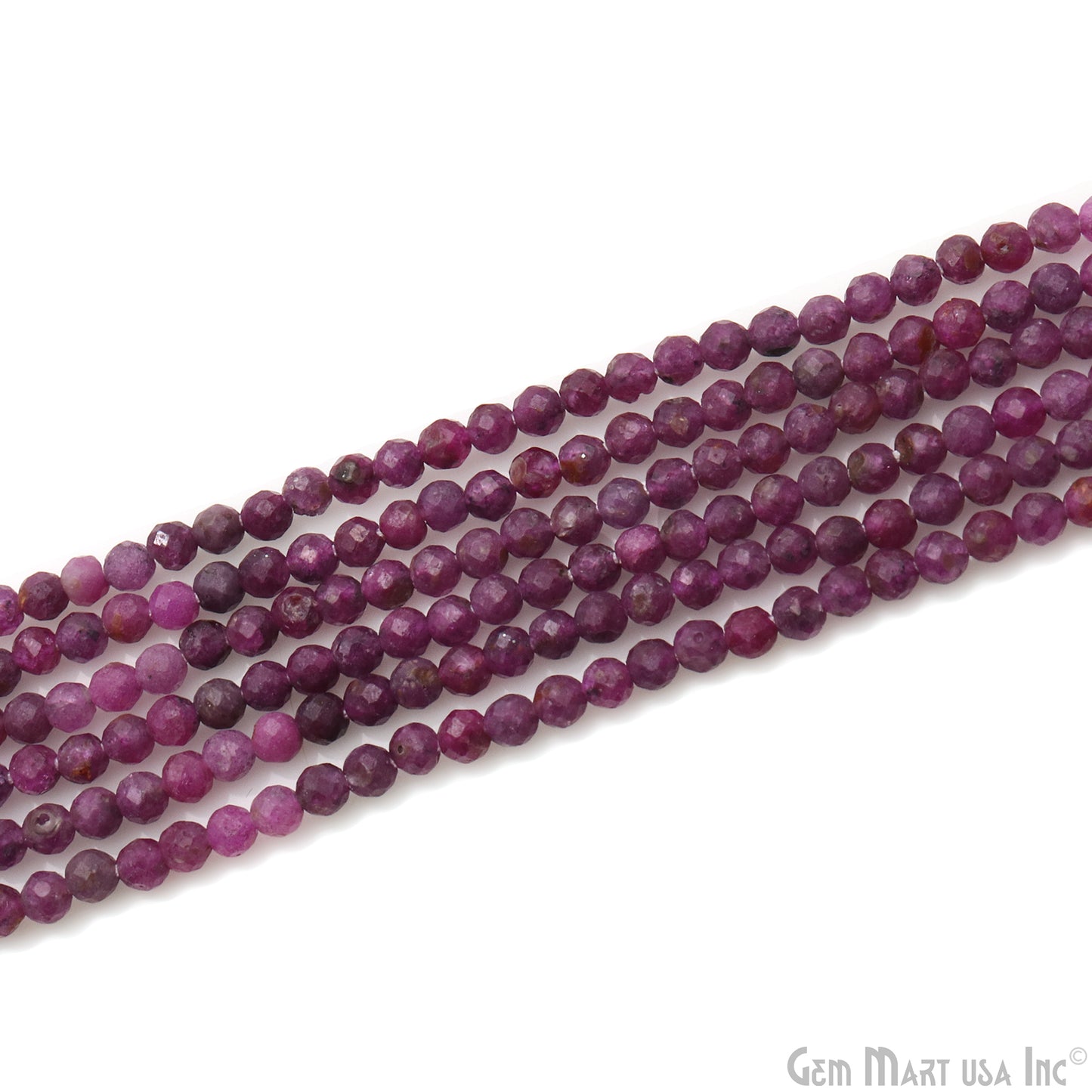 Ruby Rondelle Beads, 12-13 Inch Gemstone Strands, Drilled Strung Nugget Beads, Faceted Round, 3mm