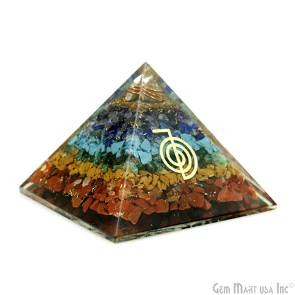 7 Chakra Pyramid Engraved Symbols Charm 75x60mm