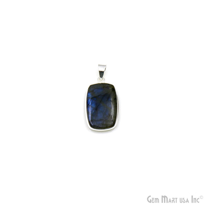 Labradorite Gemstone Rectangle 32x18mm Sterling Silver Necklace Pendant 1PC