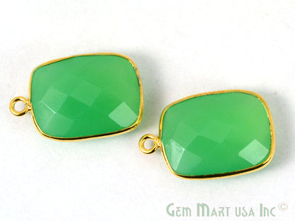 Chrysoprase Chalcedony Octagon 12x16mm Gemstone Single Bail Gold Bezel Connector