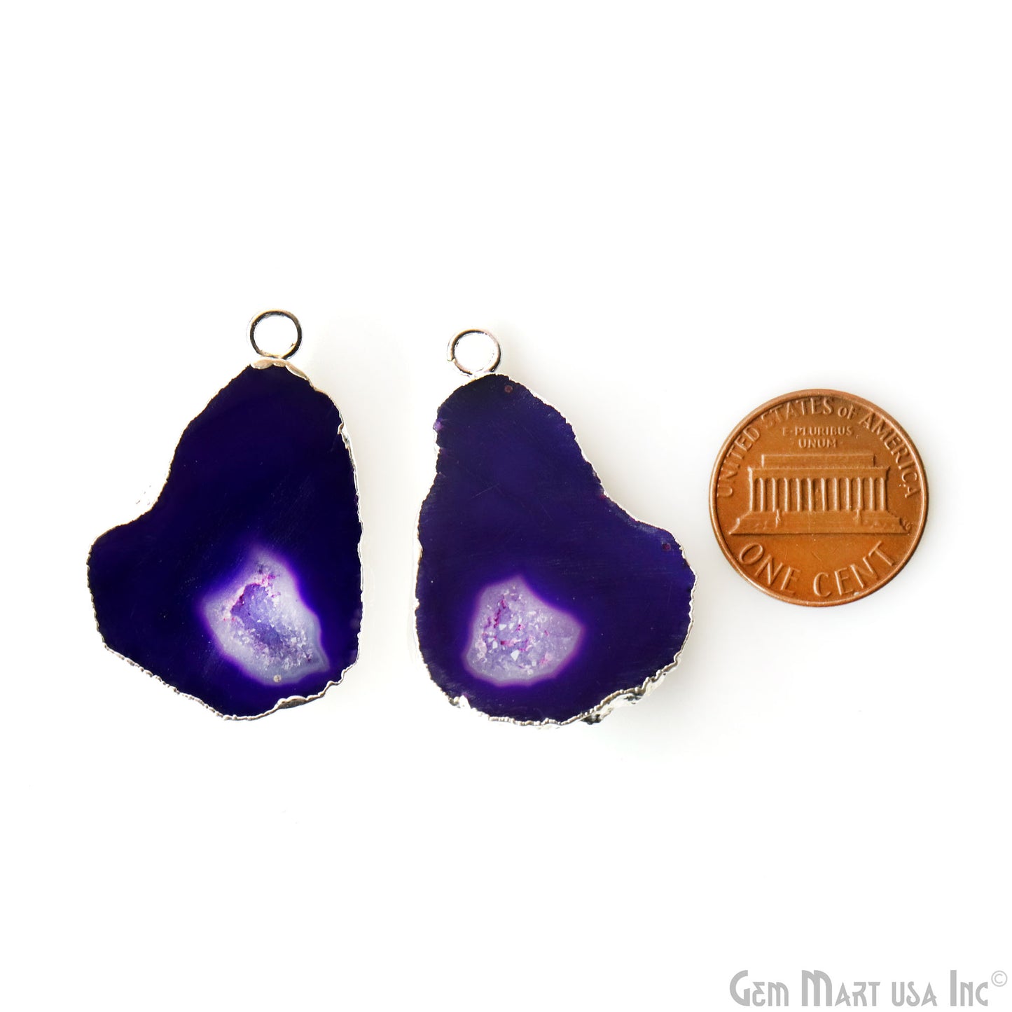 Geode Druzy 26x37mm Organic Silver Electroplated Single Bail Gemstone Earring Connector 1 Pair