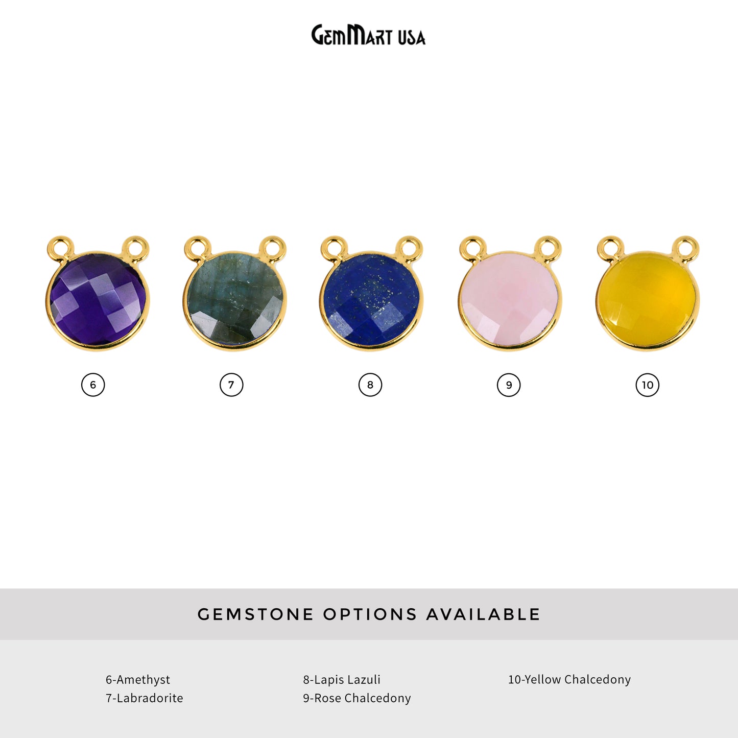 Round 16mm Cat Bail Gold Bezel Gemstone Connector