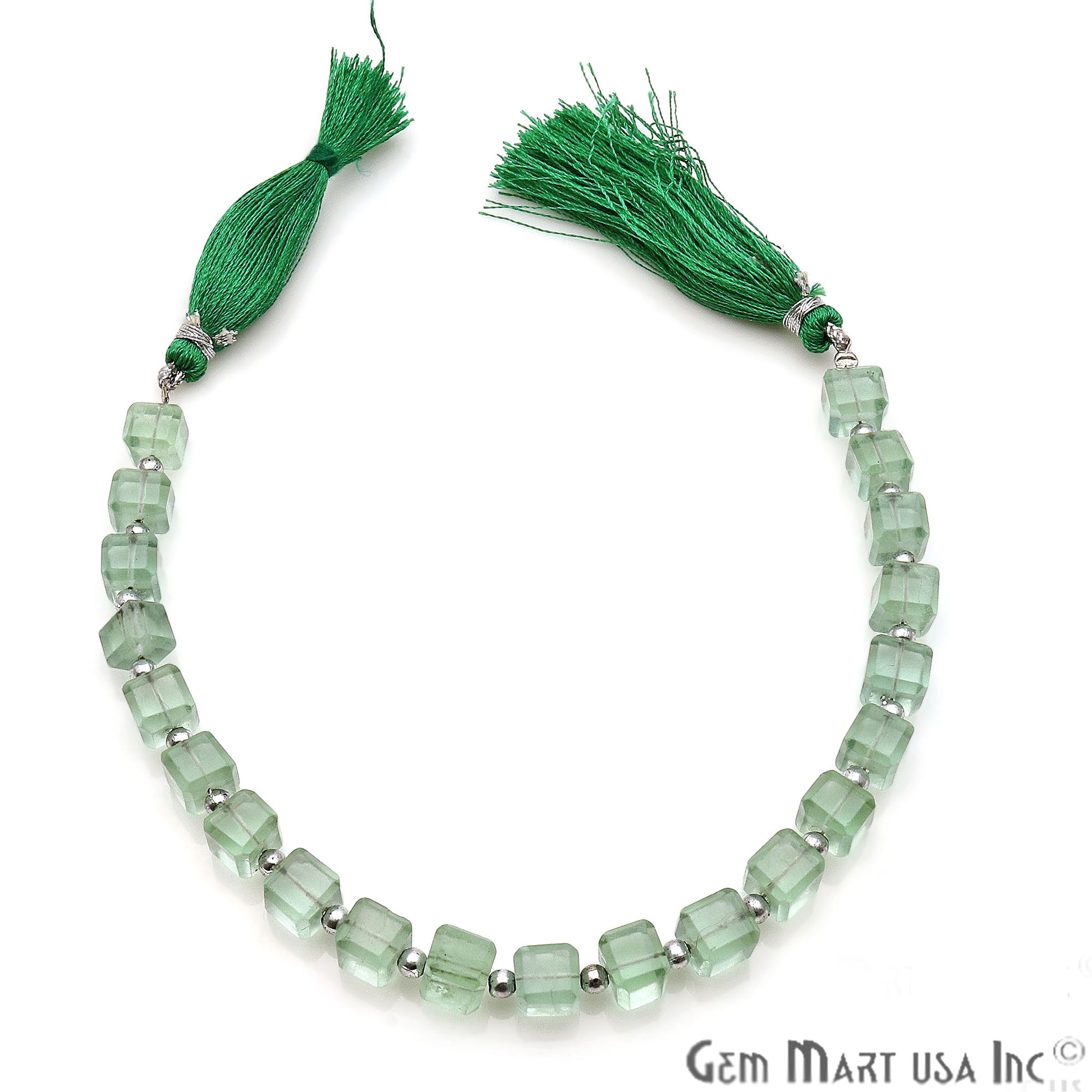 Green Fluorite Box 6-7mm Faceted Crafting Beads Gemstone Briolette Strands 8 Inch - GemMartUSA
