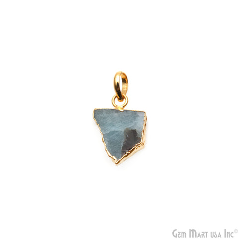 Aquamarine Free Form shape 21x15mm Gold Electroplated Gemstone Single Bail Pendant