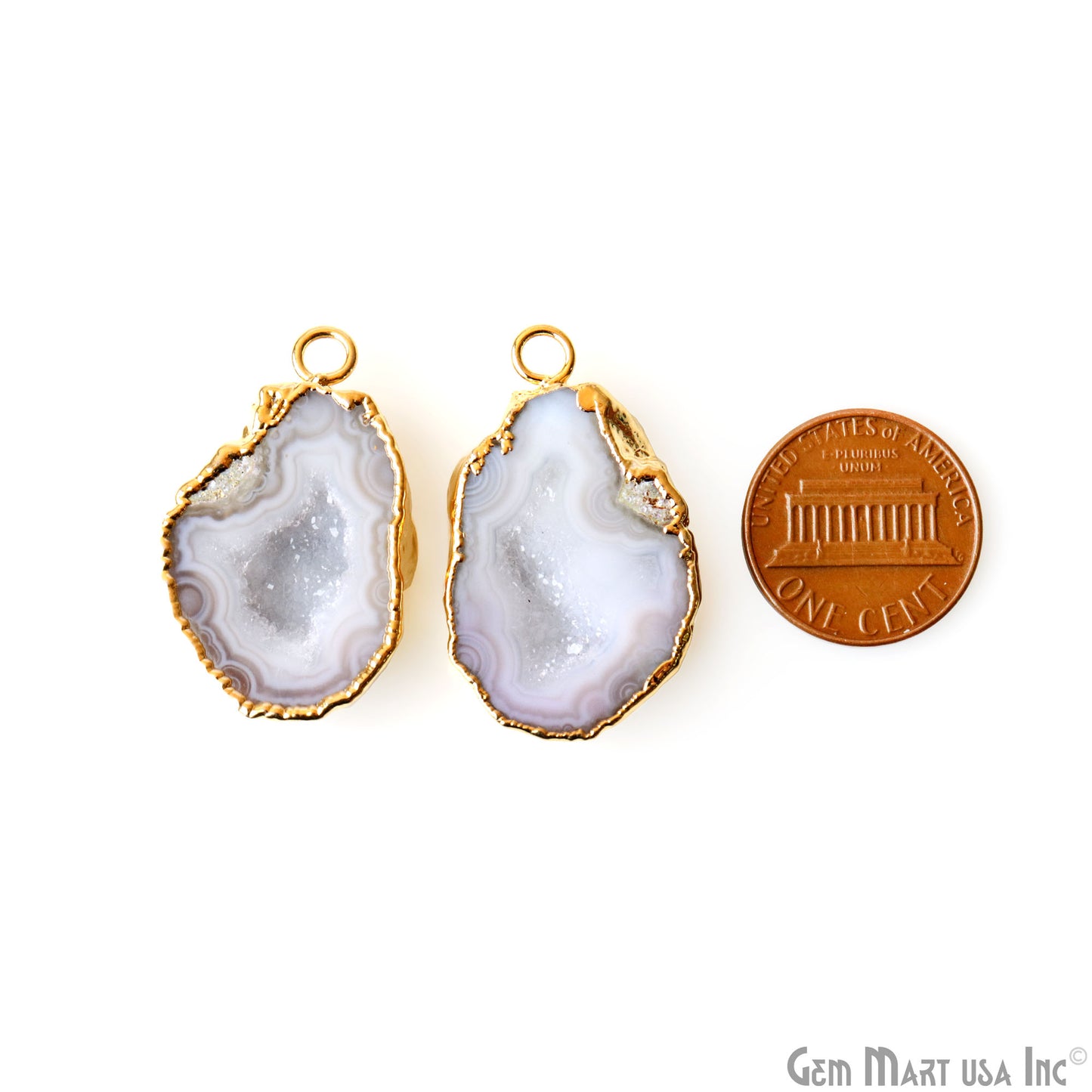 Geode Druzy 20x32mm Organic Gold Electroplated Single Bail Gemstone Earring Connector 1 Pair