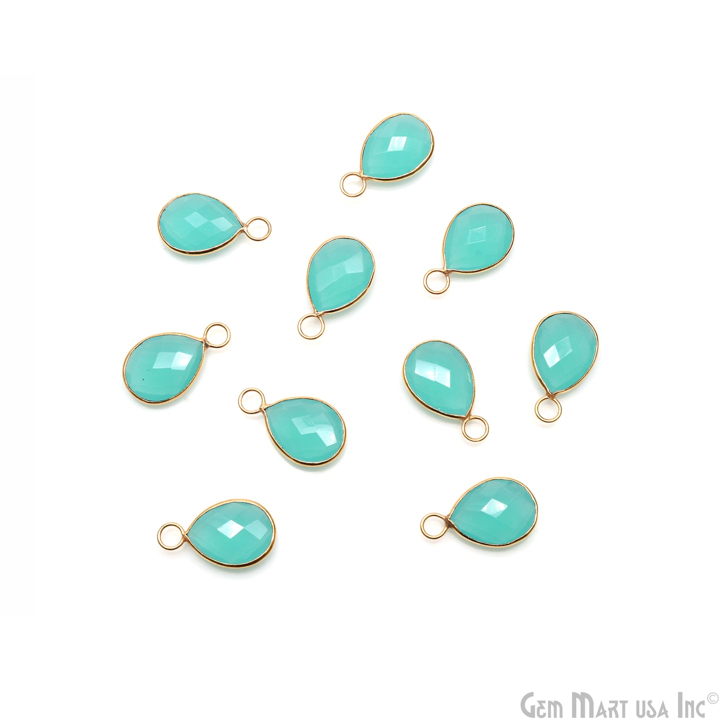 Aqua Chalcedony Pears 12x16mm Gold Plated Single Big Bail Gemstone Connector