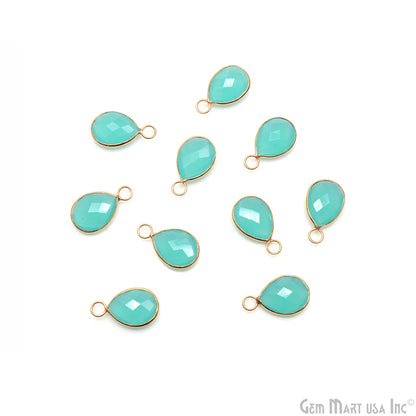 Aqua Chalcedony Pears 12x16mm Gold Plated Single Big Bail Gemstone Connector