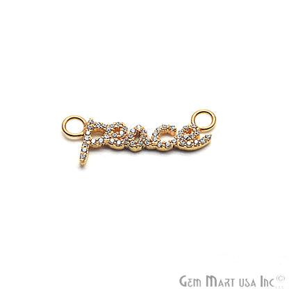 Cubic Zircon Pave 'Peace' Letter Gold Vermeil Charm For Bracelet & Pendants - GemmartUSA