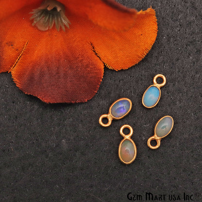 Opal Cabochon Oval 4x3mm Gold Plated Single Bail Gemstone Connector - GemMartUSA
