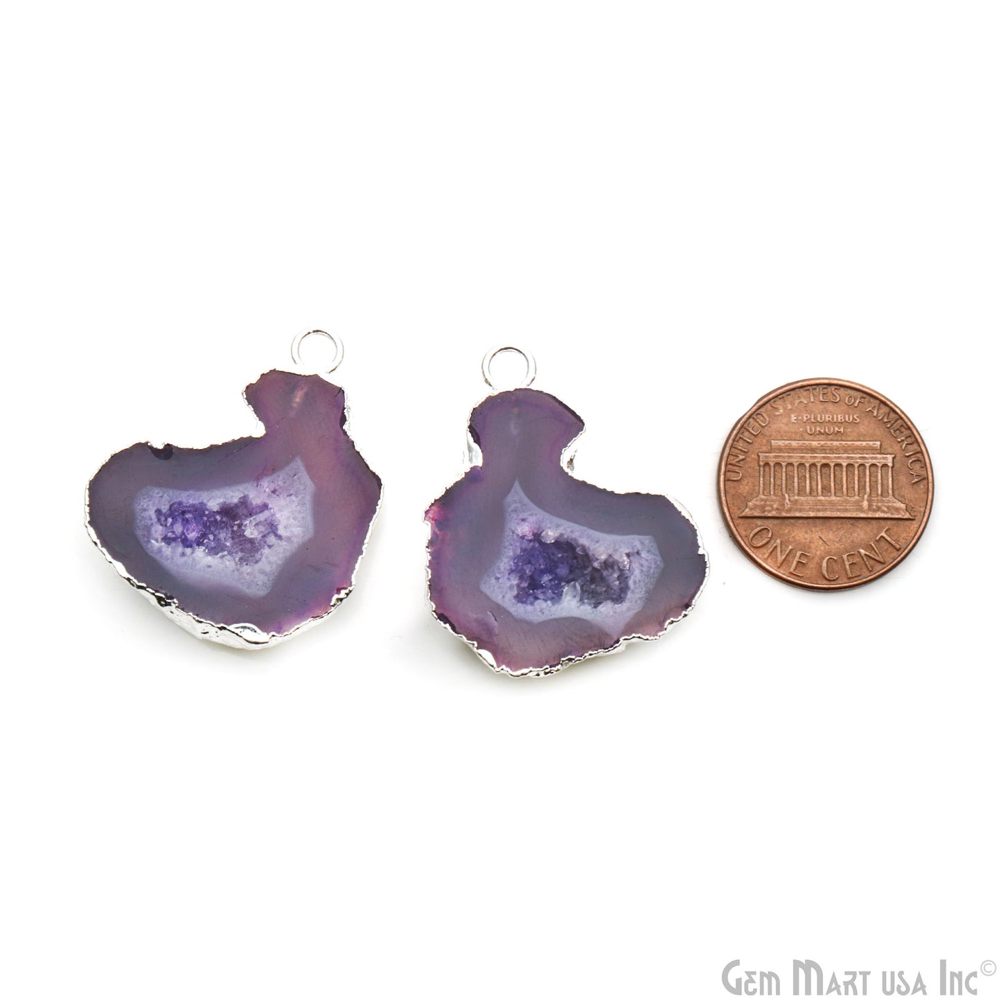 Geode Druzy 24x30mm Organic Silver Electroplated Single Bail Gemstone Earring Connector 1 Pair