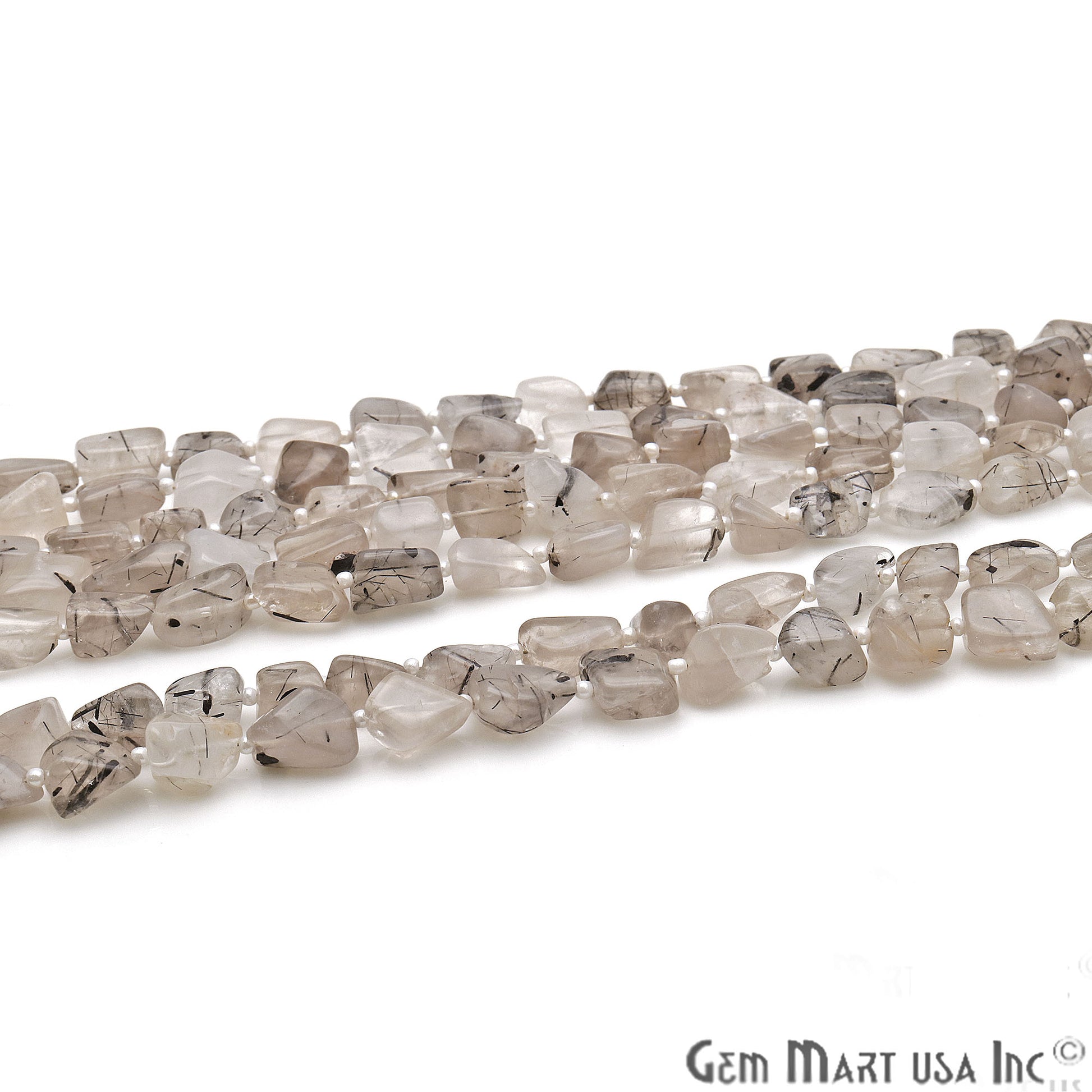 Rutilated Free Form 9x7mm Tumble Beads Gemstone Strands - GemMartUSA