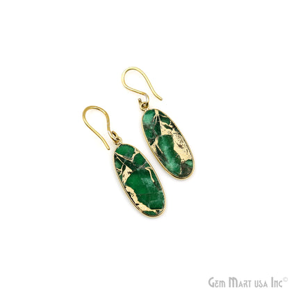 Green Mohave 31x12mm Gold Plated Single Bail Earring Connector 1 Pair