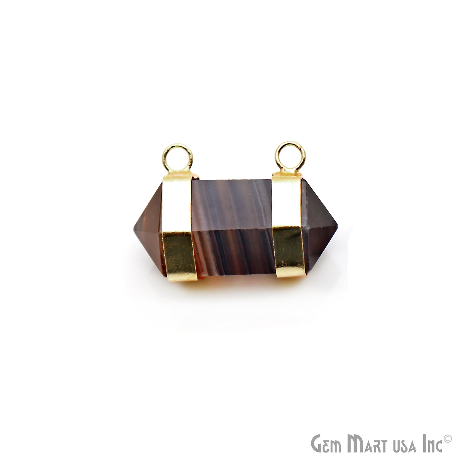 Flourite Double Point Pendant Cat Bail Gold Plated 32x20mm - GemMartUSA