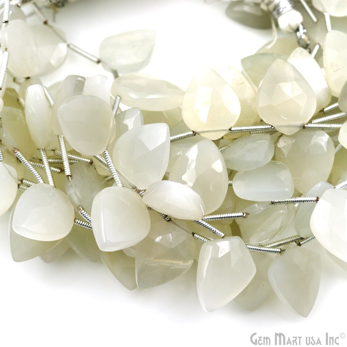 White Chalcedony Kite Beads, 6 Inch Gemstone Strands, Drilled Strung Briolette Beads, Kite Shape, 16x12mm