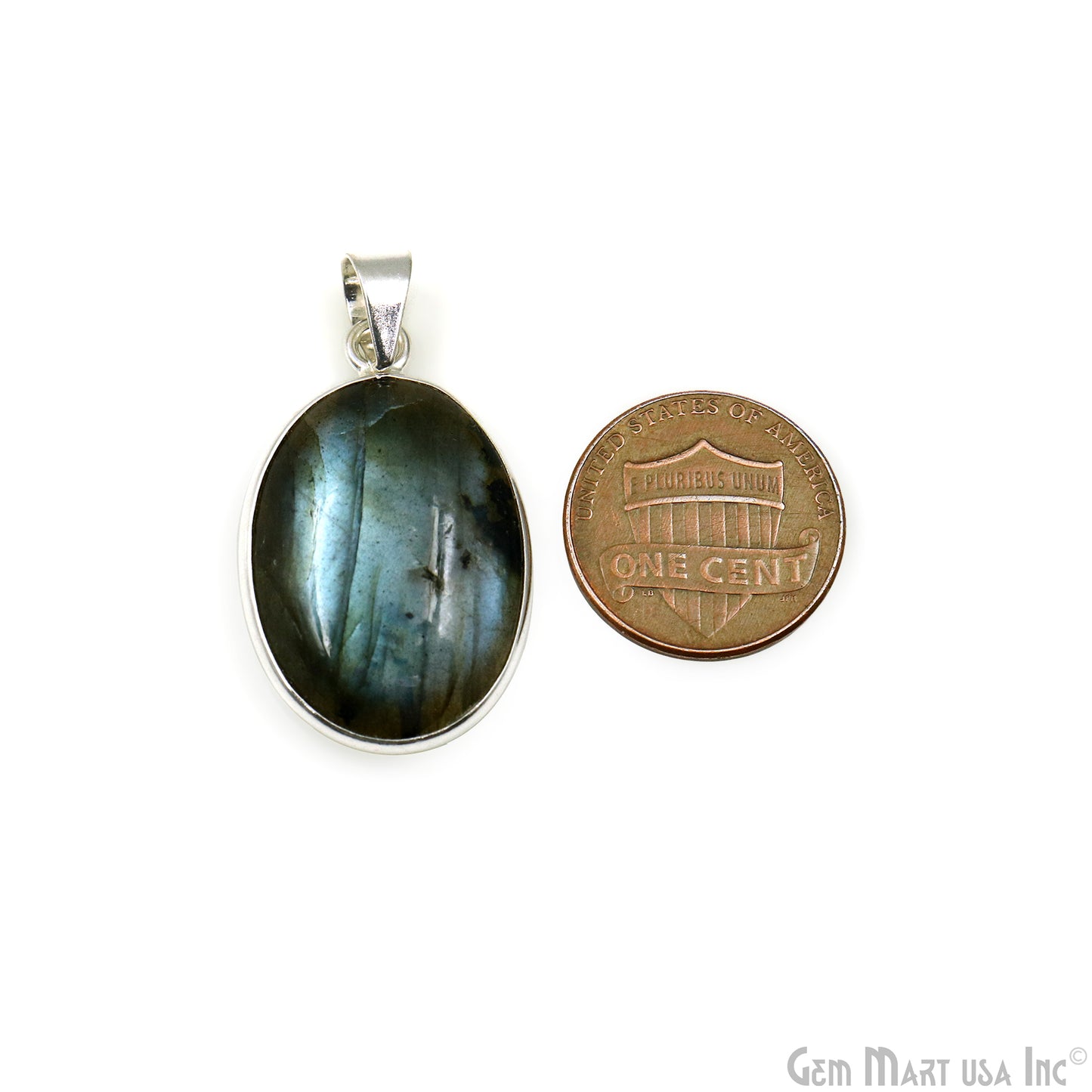 Labradorite Gemstone Oval 31x20mm Sterling Silver Necklace Pendant 1PC