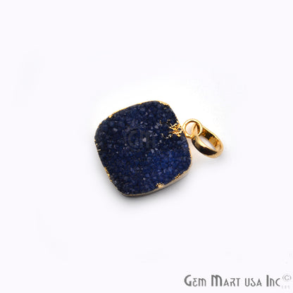 Blue Druzy 24x20mm Gold Electroplated Single Bail Pendant - GemMartUSA