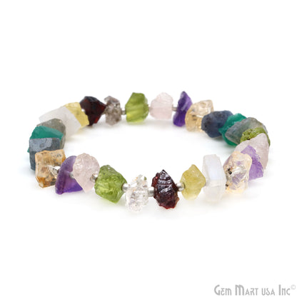 Multi Color Organic Shape Adjustable Gemstone Bracelet