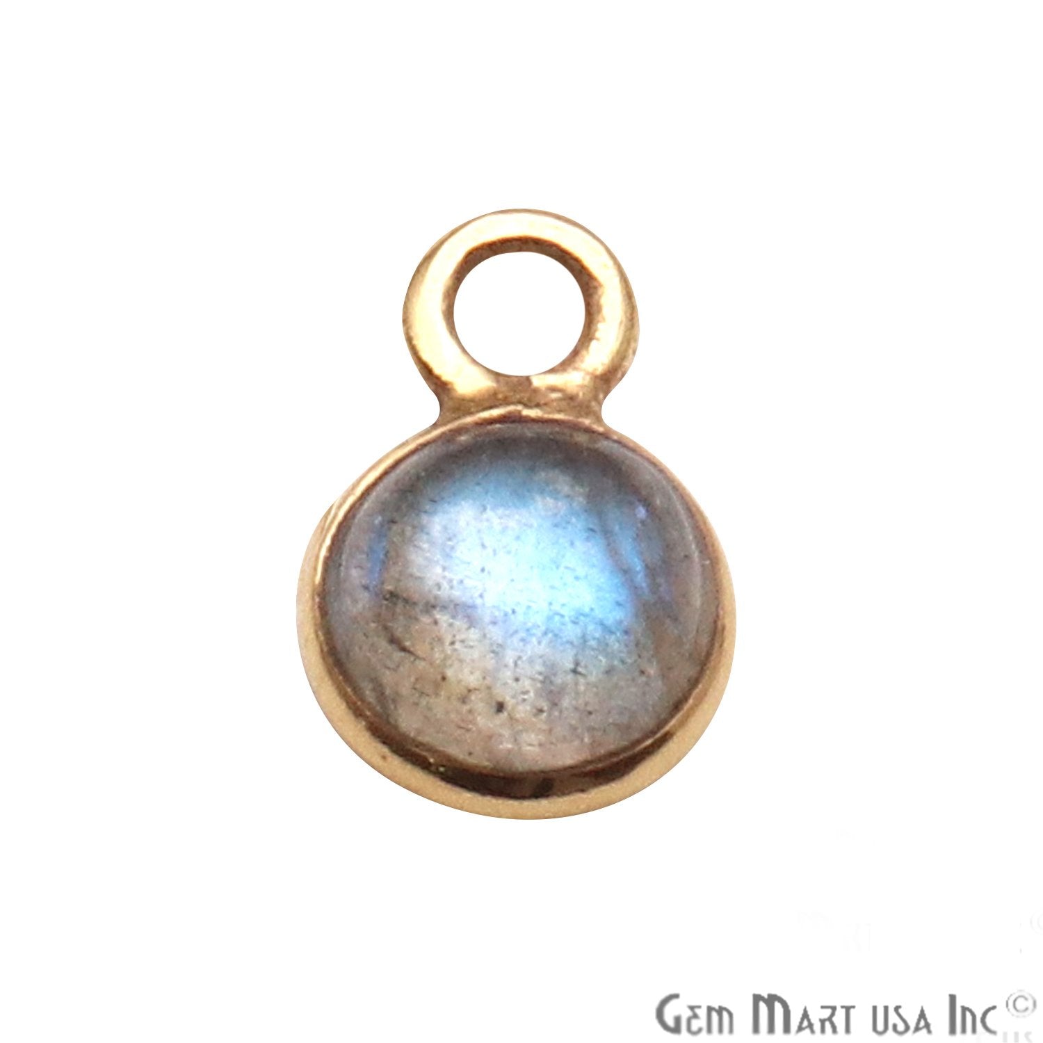 Labradorite Round Cabochon 5mm Gemstone Connector (Pick Your Bail) - GemMartUSA