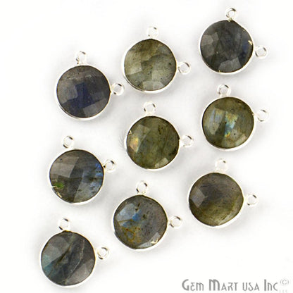 Round 12mm Cat Bail Silver Bezel Gemstone Connector