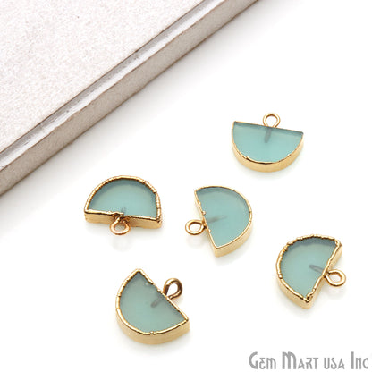 Half Moon Shape 14x13mm Gold Electroplated Gemstone Connector (Pick Stone) - GemMartUSA