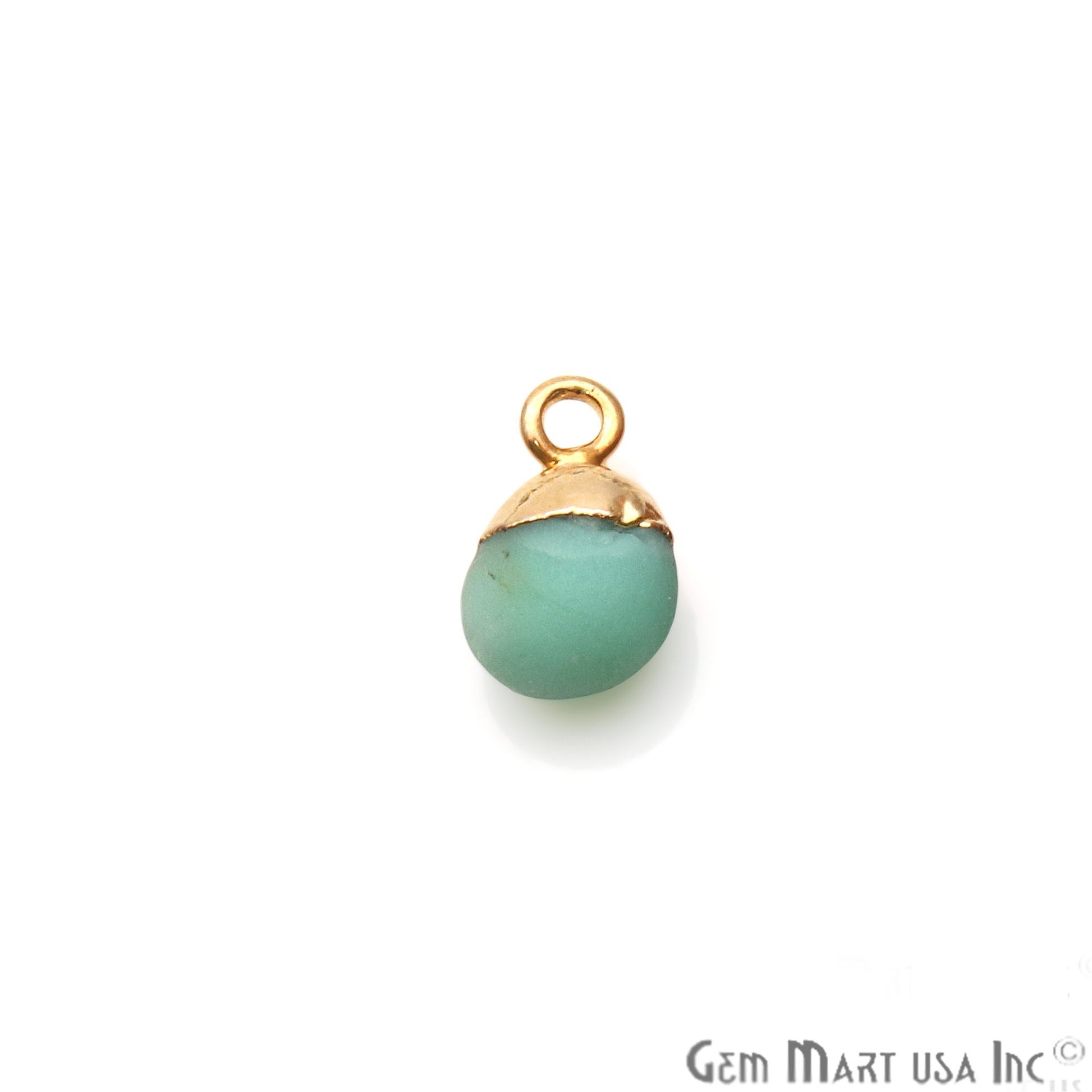 Chrysoprase Matte Beads Organic 15x7mm Gold Electroplated Pendant Connector - GemMartUSA