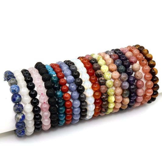 Beaded Gemstone Bracelet Round 8mm