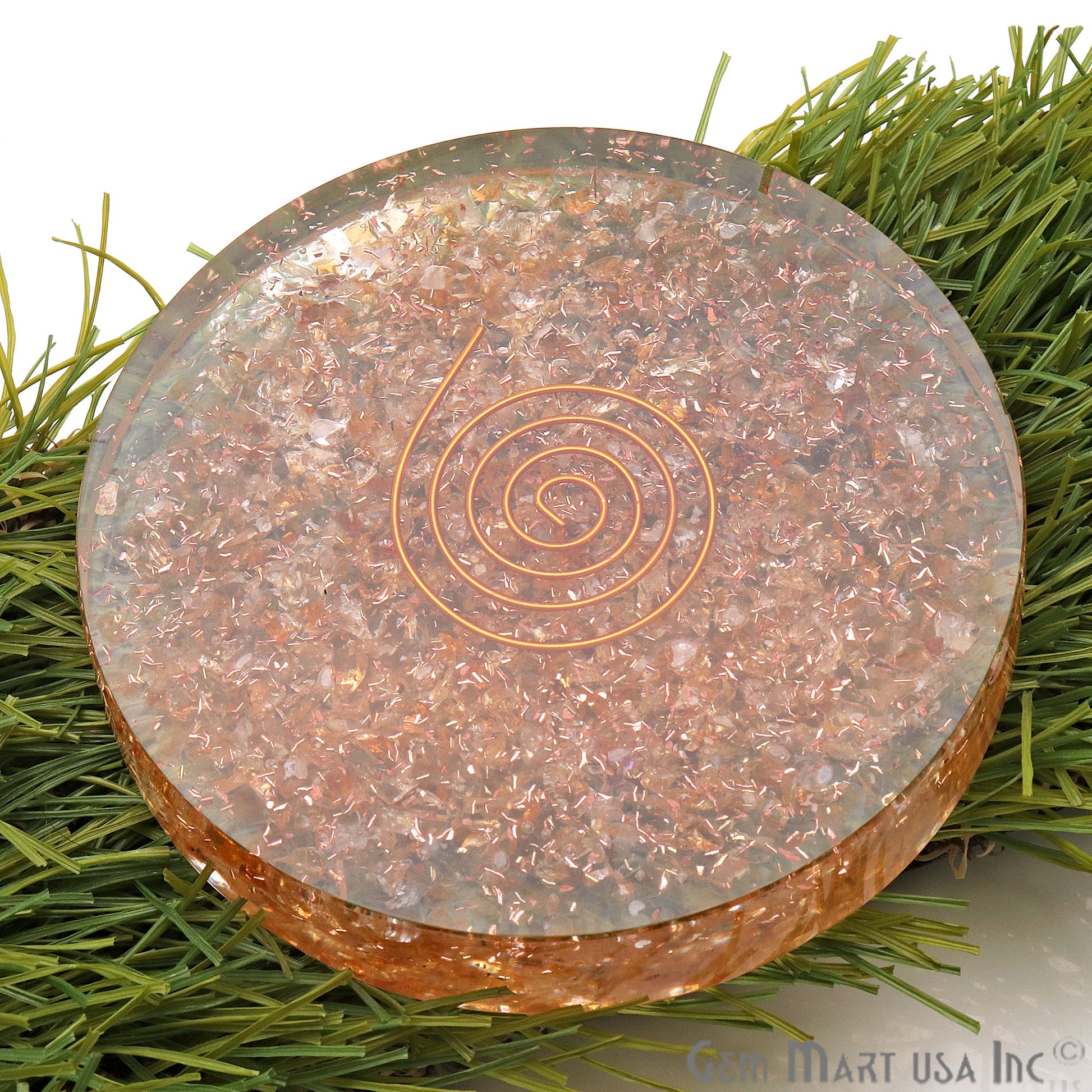 Citrine Healing Stone Plate , Tourmaline Meditation Stone, Home Decor 80MM - GemMartUSA