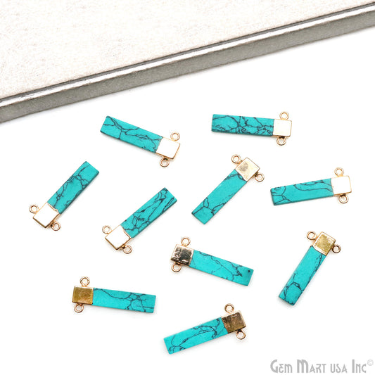 Dyed Howlite Rectangle 30x15mm Gold Electroplated Cat Bail Connector