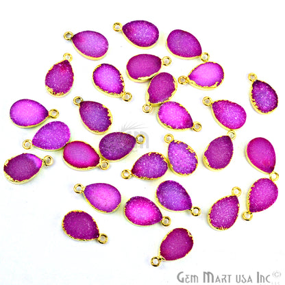 Color Druzy Pears 10x14mm Gold Electroplated Single Bail Connector