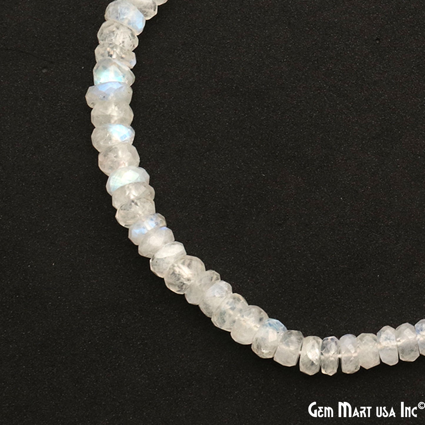 Rainbow Moonstone Micro Faceted Rondelle 3-4mm 13Inch Length AAAmazing Blue Luster (RLRM-70002) (762732445743)