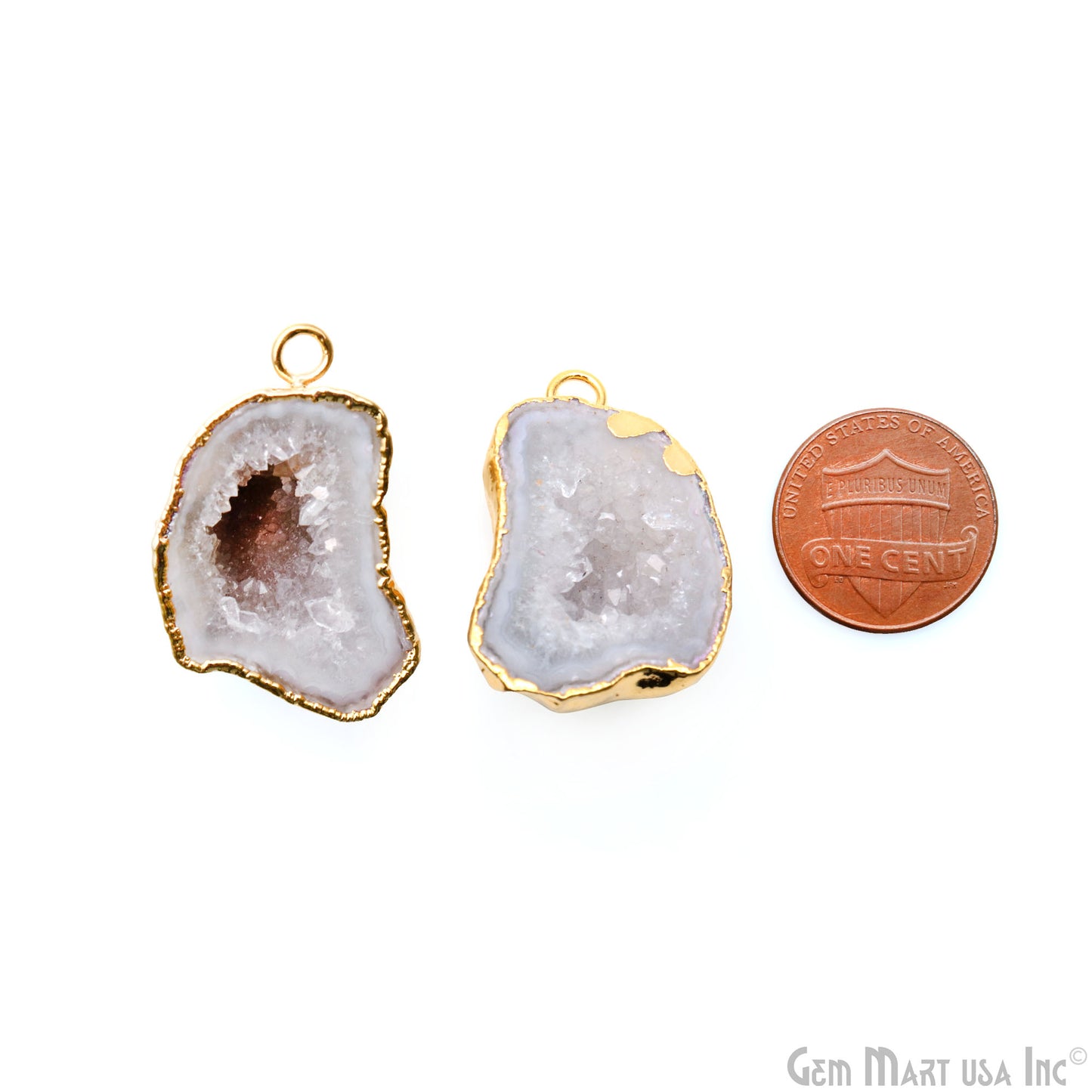 Geode Druzy 31x20mm Organic Gold Electroplated Single Bail Gemstone Earring Connector 1 Pair