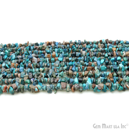 Chrysocolla Chip Beads, 34 Inch, Natural Chip Strands, Drilled Strung Nugget Beads, 7-10mm, Polished, GemMartUSA (CHCH-70004)