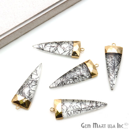 Gemstone Trillion 45x15mm Gold Electroplated Single Bail Connector (Pick Stone) - GemMartUSA