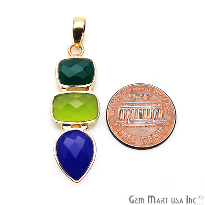 DIY Multi Gemstone 41x13mm Gold Plated Necklaces Pendant - GemMartUSA