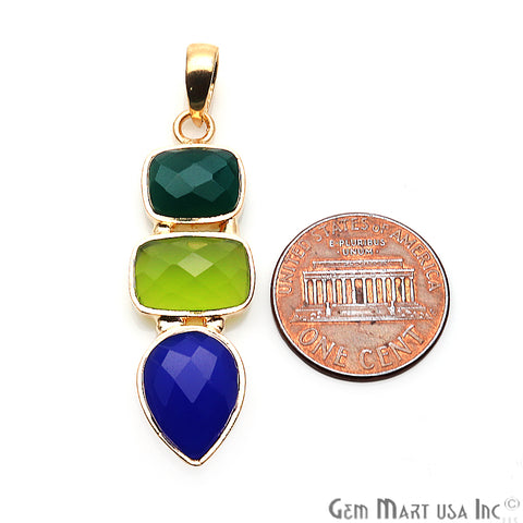 DIY Multi Gemstone 41x13mm Gold Plated Necklaces Pendant - GemMartUSA