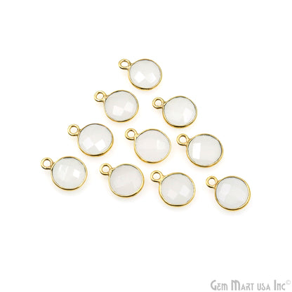 Round 8mm Single Bail Gold Plated Bezel Gemstone Connectors